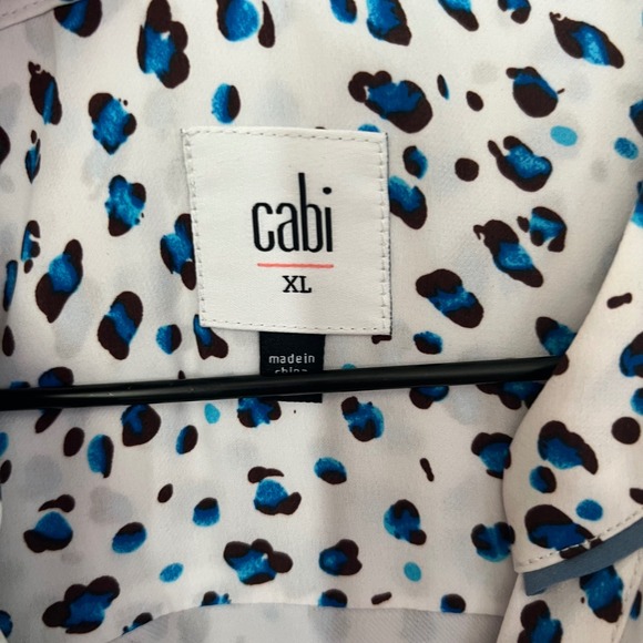 Cabi Women's XL Camilla Blue Leopard Shirt‎ Dress - Picture 6 of 7